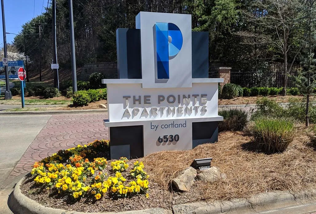 Architectural entrance monument for The Pointe Apartments