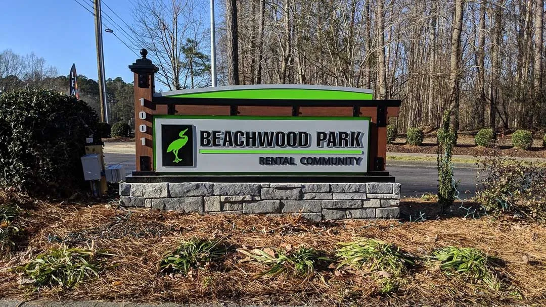 Monument on stone base for Beachwood Park