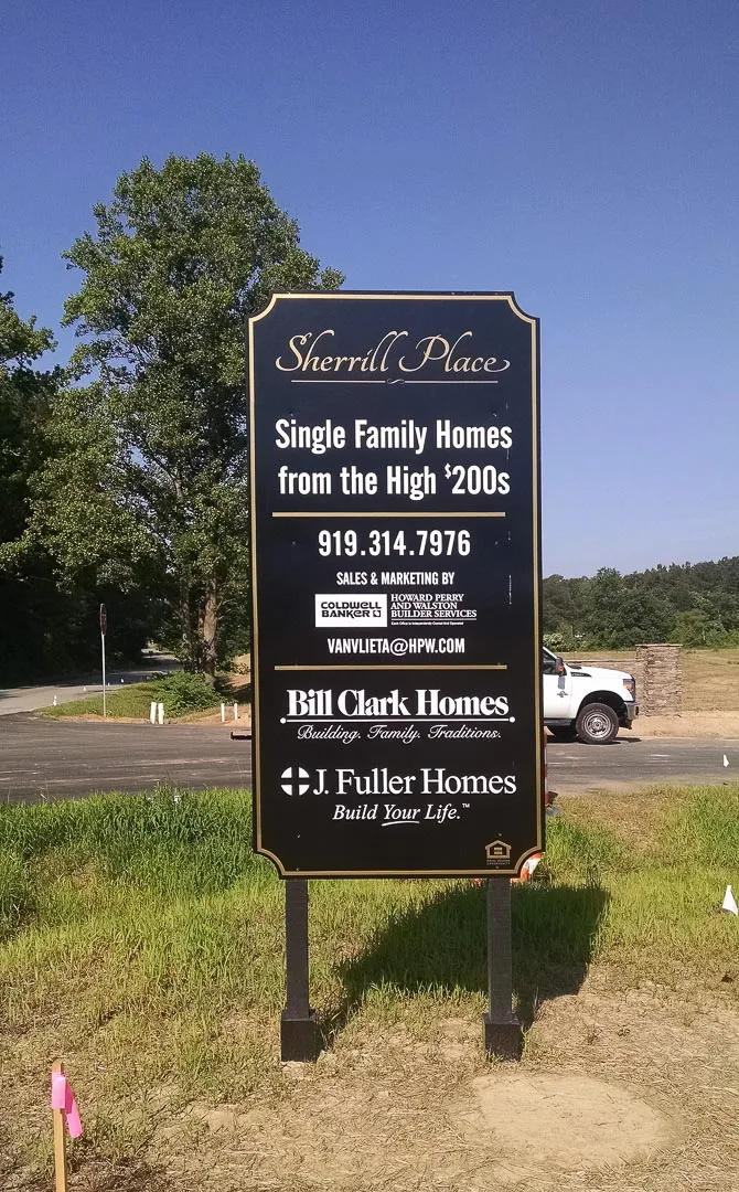 Real estate post sign for Sherrill Place