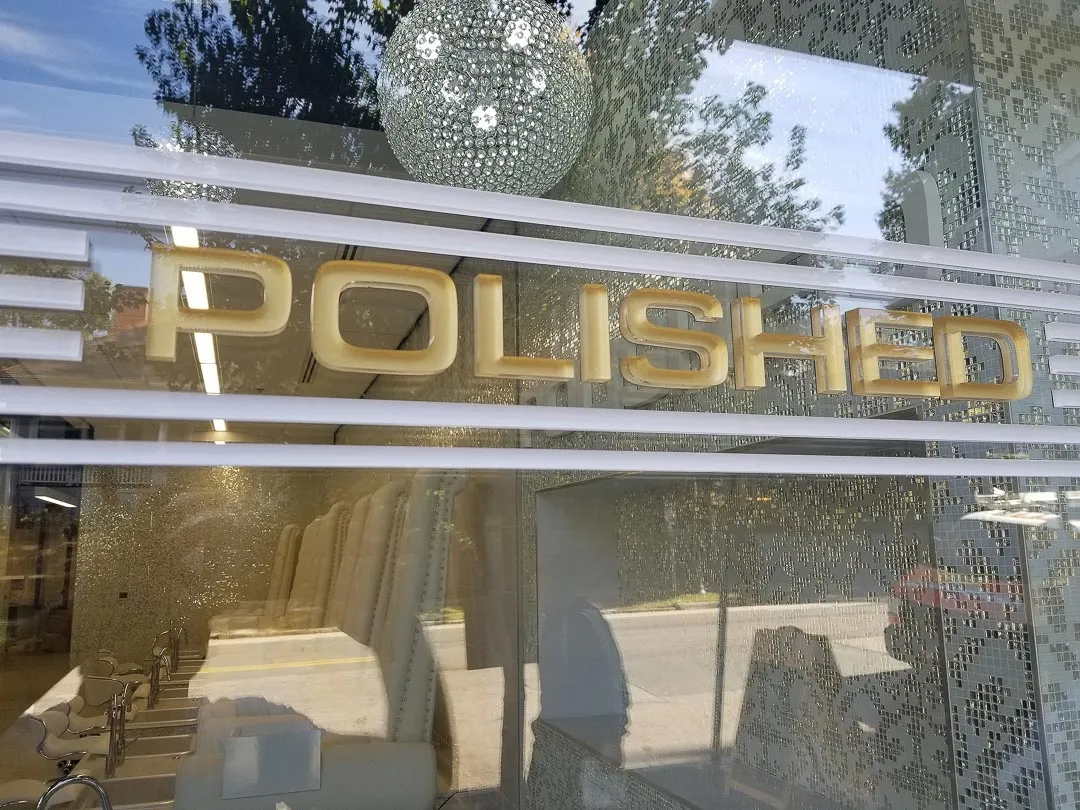 Frosted window lettering for Polished