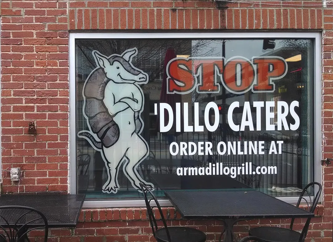 Window graphic for Armadillo Grill