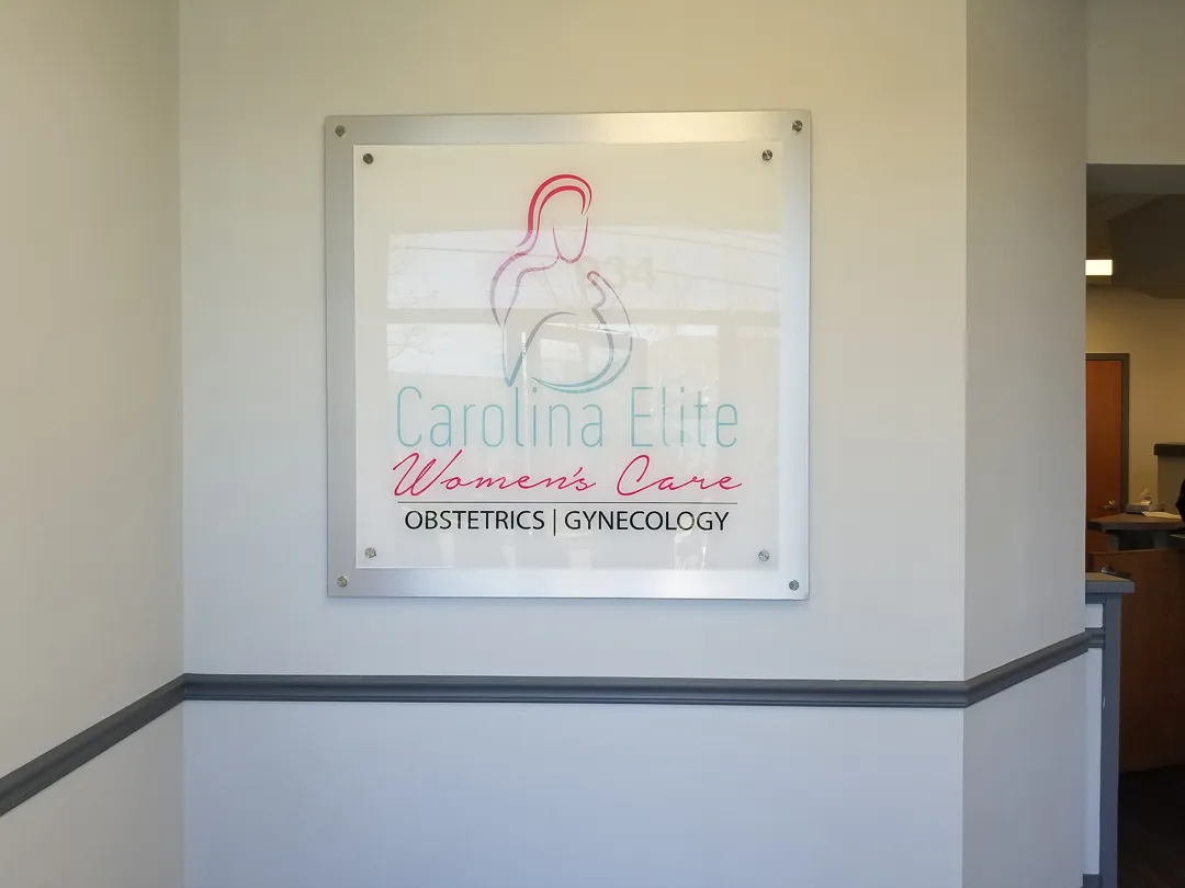 Acrylic lobby sign for Carolina Elite Women's Care