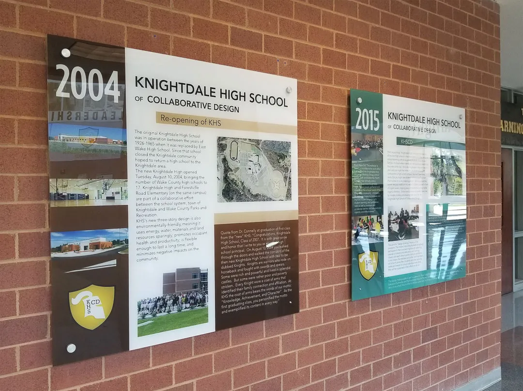 Hallway history wall panels for Knightdale High School