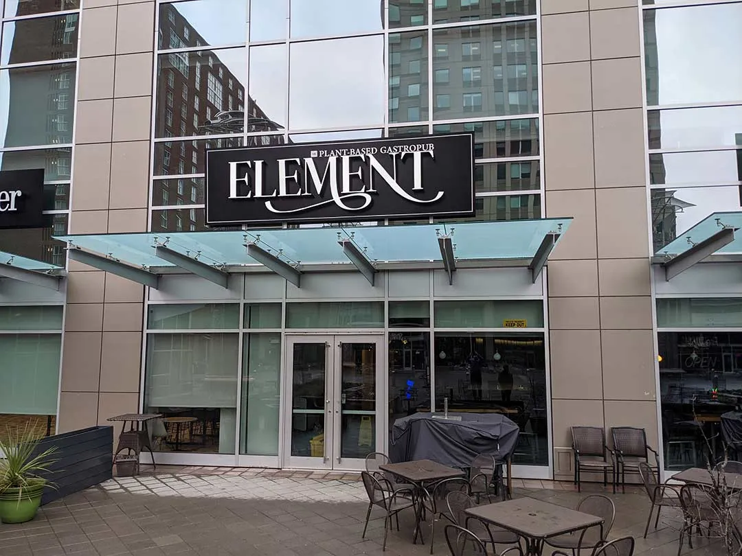 Canopy-mounted letters for Element Gastropub