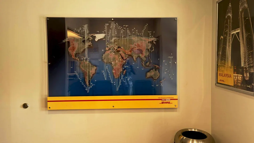 Acrylic world map wall sign for DHL
