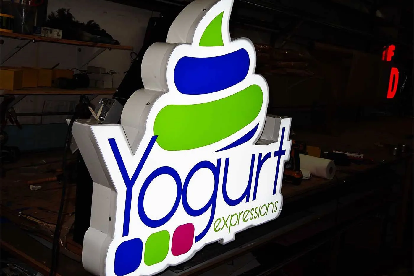 Lit dimensional logo for Yogurt Expressions