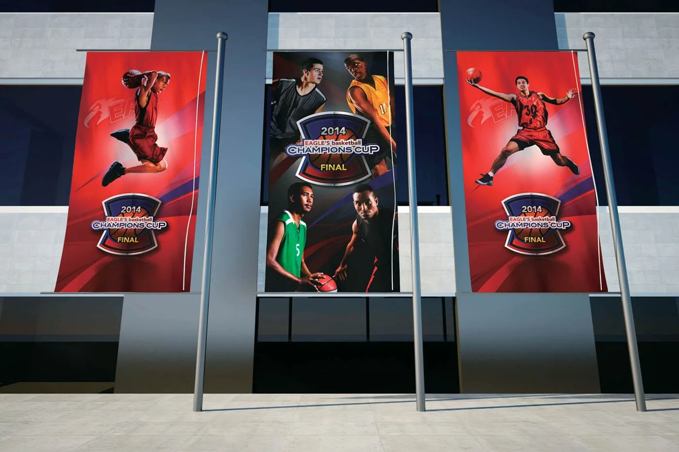 Pole banners for Eagles Basketball