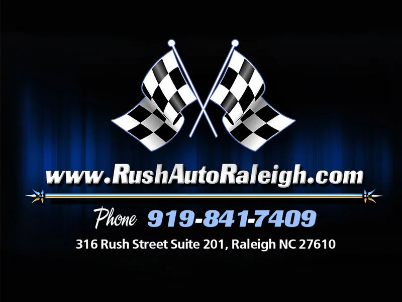 Business card design for Rush Auto