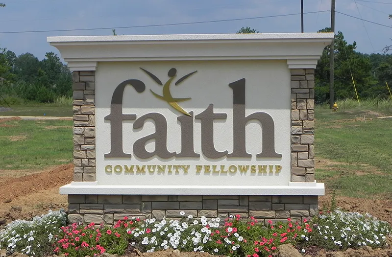 Stone monument with dimensional letters for Faith Community Fellowship